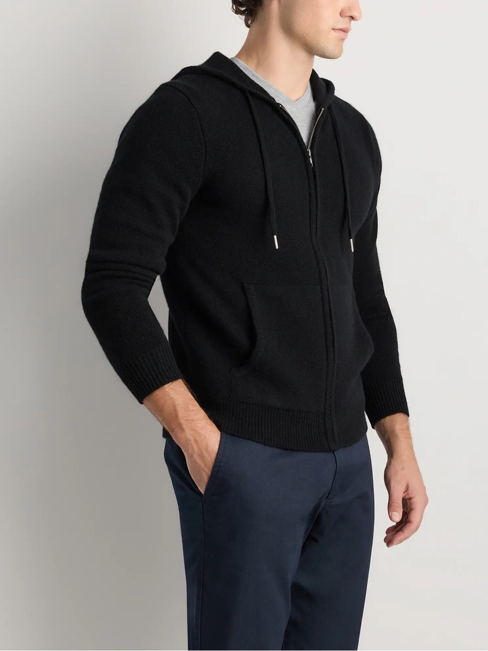 Quince Mongolian Cashmere Full-Zip Hoodie Mens Black XL Sustainable Luxe Casual